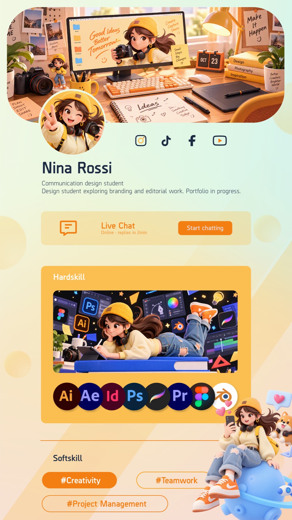 Nina Rossi contact page design