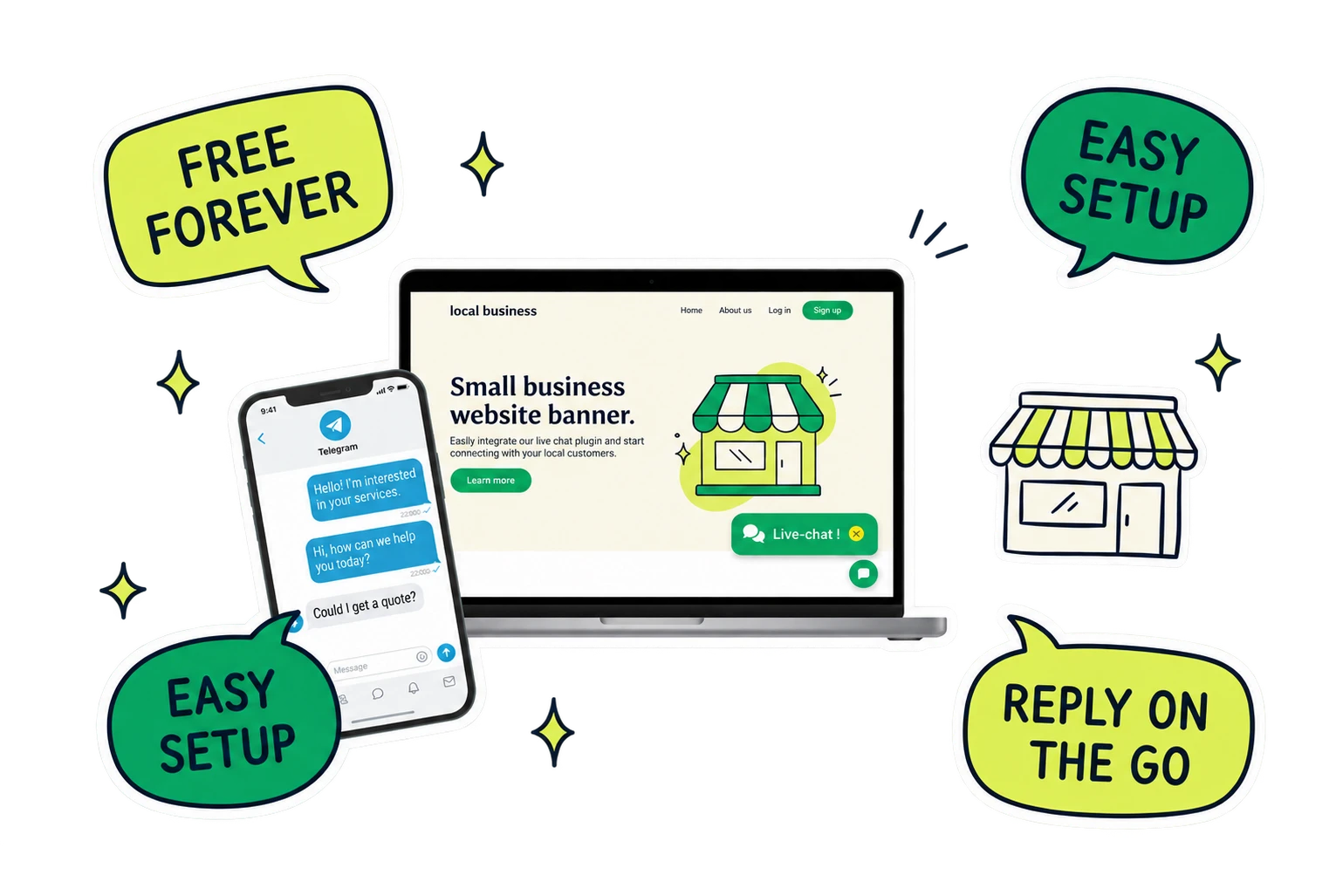 Knocket free live chat widget for a small business website