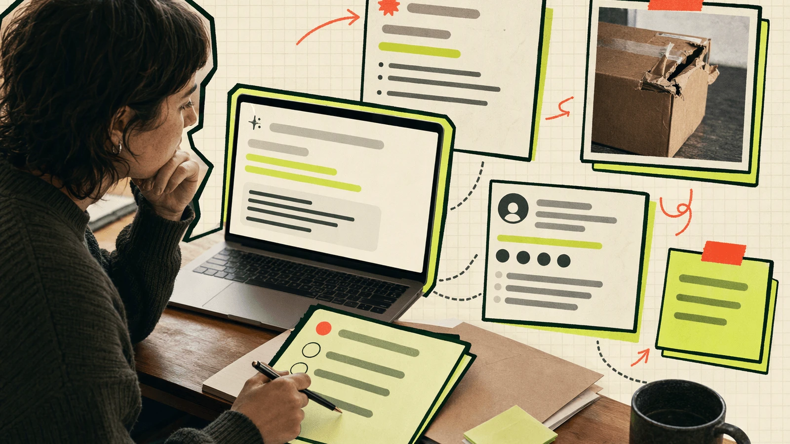 Support operator reviews an AI draft beside evidence for a complex customer exception before approving the reply.
