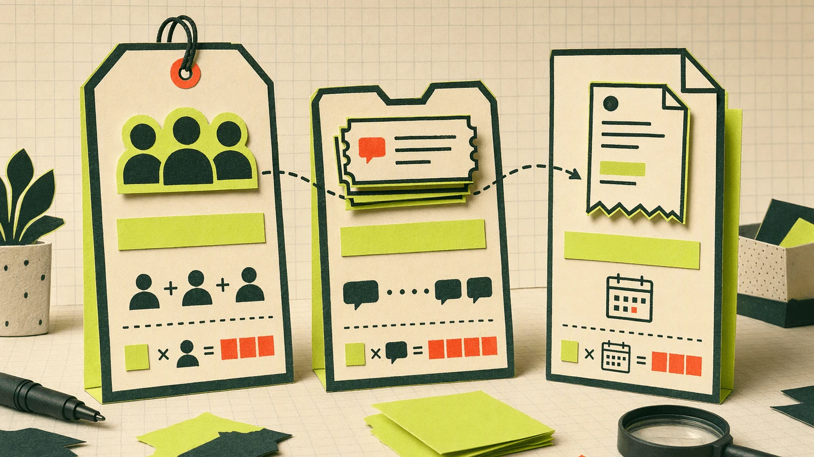 Three labeled pricing boxes compare per-agent, per-conversation, and flat-rate live chat costs with simple examples.