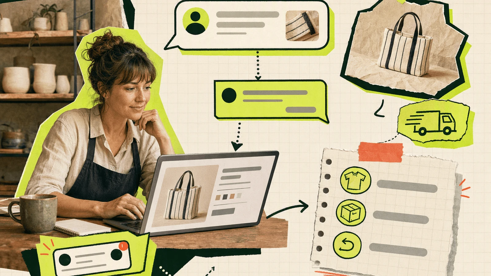 Shop owner helping an online buyer compare product options before checkout in a WooCommerce store.